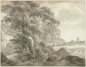 Landschap naar Ruisdael door Daniël Dupré