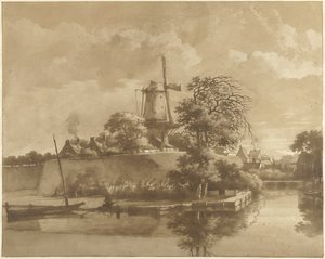 De runmolen bij de Tolsteegpoort te Utrecht door Daniël Kerkhoff
