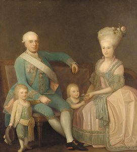 Portret van een familiegroep, vermoedelijk Engel Ernst von Schack, zijn vrouw Mette Pauline von Schack, geboren Rosenorn, en hun kinderen door Danish School