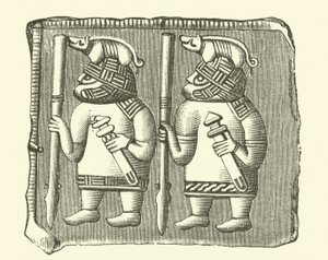 Krijgers uit de Vikingtijd (gravure) door Danish School