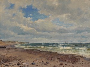 Een strand met duinen aan de westkust van Jutland door Dankvart Dreyer