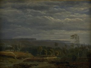 Uitzicht op een bebost landschap in Jutland door Dankvart Dreyer