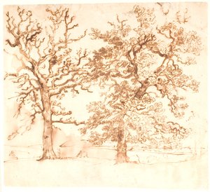 Landschap met Grote Eikenbomen op de Voorgrond door Dankvart Dreyer