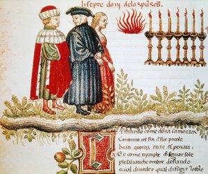 Virgil, Dante en Matelda, Purgatorio, Canto XXIX, geïllustreerde pagina uit de Goddelijke Komedie, door Dante Alighieri door Dante Alighieri