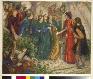 Beatrice ontmoet Dante op een huwelijksfeest en weigert hem haar groet, 1860s