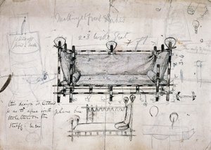 Ontwerp voor sofa door Dante Gabriel Charles Rossetti