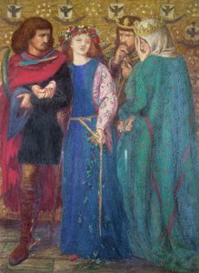 Horatio ontdekt de waanzin van Ophelia door Dante Gabriel Charles Rossetti