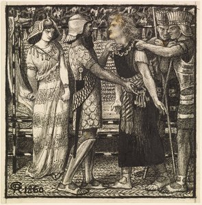 Jozef beschuldigd voor Potifar (voltooide compositie) door Dante Gabriel Charles Rossetti
