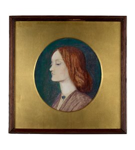Portret van Elizabeth Siddal met gezicht naar links