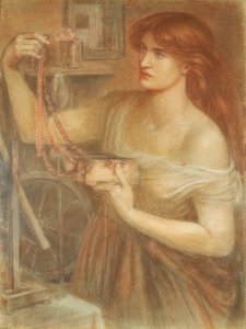 Opgestaan bij Dageraad - Gretchen Ontdekt de Juwelen van Faust door Dante Gabriel Charles Rossetti