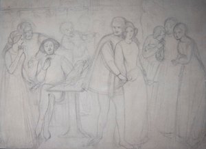 Studie voor Benedick en Beatrice door Dante Gabriel Charles Rossetti
