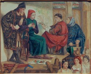 Giotto schildert het portret van Dante door Dante Gabriel Charles Rossetti