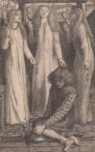 Illustratie voor de Maids of Elfen-Mere door Dante Gabriel Rossetti