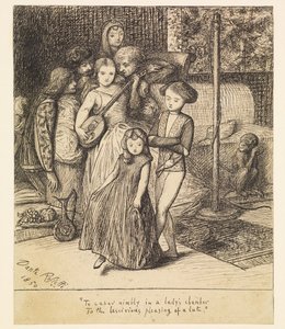 Lichtvoetig dansen in het vertrek van een dame bij het wellustige behagen van een luit door Dante Gabriel Rossetti