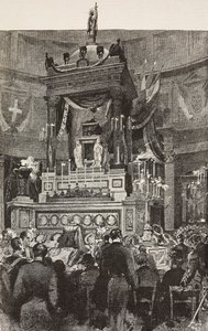 Italiaanse politici en officieren bij de begrafenisceremonie van Victor Emmanuel II (1820-1878), Koning van Italië, Rome, Italië, gravure naar tekening van Dante Paolocci, uit L