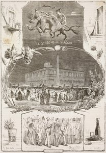 Sint-Jansnacht, Rome, Italië, gravure naar tekening door Dante Paolocci uit L