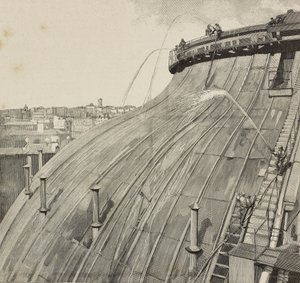 Wassen van de koepel van Palazzo Montecitorio, Rome, Italië, gravure naar tekening van Dante Paolocci, uit L