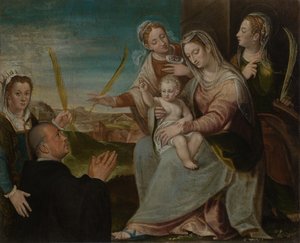 Maagd en kind met heiligen Catharina, Lucia, Justina van Padua en een Benedictijnse monnik