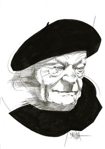 Giuseppe Ungaretti, 2024 (digitaal verbeterde potloodtekening) door Dariush Radpour
