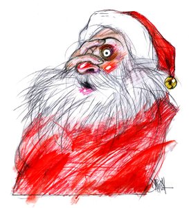 Kerstman, 2008 (digitale kleurpotloodtekening)