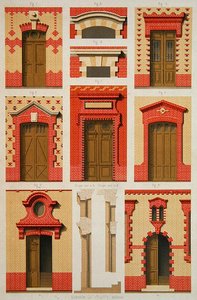 Ontwerpen voor projecties en frontons in baksteen, illustratie uit 