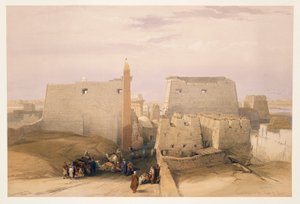 Egypte, ingang van de Tempel van Luxor, gravure gebaseerd op tekening van David Roberts