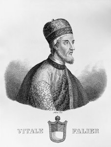Portret van Vitale Falier (overleden ca. 1095), 32e Doge van Venetië, gravure door Antonio Nani