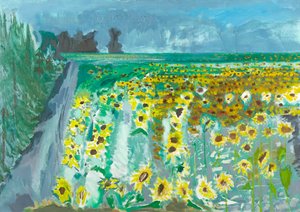 Zonnebloemen en mistral door David Alan Redpath Michie