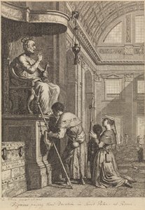 Pelgrims die hun devotie betuigen in St. Pieter in Rome door David Allan