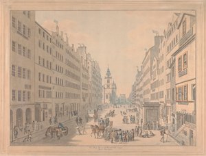 De High Street van Edinburgh vanuit het oosten door David Allan