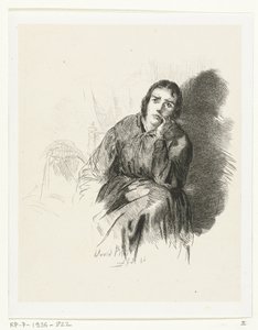 Studie van een peinzende vrouw door David Bles