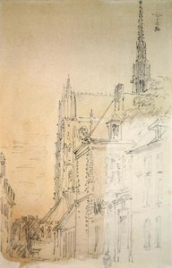 Een kathedraal in een straat door David Cox
