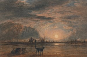 Strandgezicht - Zonsopgang door David Cox