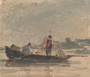 Vissers trekken een net door David Cox