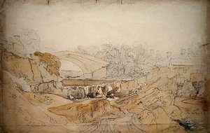 De brug bij Rhayader door David Cox