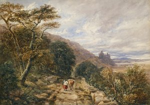 Landweg naar Kasteel Harlech door David Cox the elder
