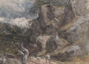 Schapen Drijven in een Rotsachtig Landschap, ca. 1846 door David Cox the elder