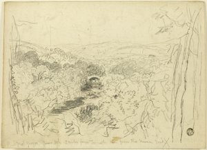 Pont Pwl Gwyn, rivier Usk door David Cox the elder