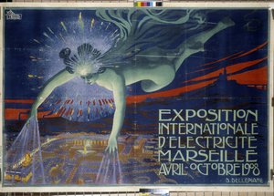 Poster “Internationale Elektriciteit Tentoonstelling, Marseille, april-oktober 1908”