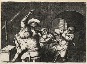 Nederlandse boer met twee dolken valt een andere kaartspeler aan door David Deuchar