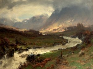 Een pauze in de storm, Glen Lyon, Perthshire, Schotland, 1891-92 door David Farquharson