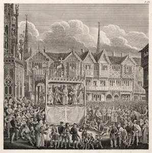 Voorstelling van een praalwagen tijdens de uitvoering door David Gee