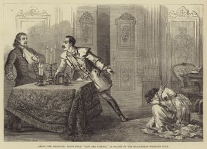 Onder de amateurs, scène uit Plot en Passion, gespeeld door de Blackheath Dramatic Club door David Henry Friston