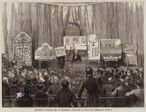 Lezing voor arbeiders over sierijzerwerk in het South Kensington Museum door David Henry Friston