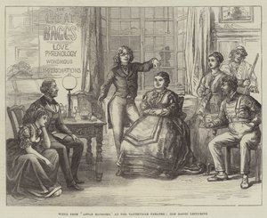 Scène uit Apple Blossoms, in het Vaudeville Theatre, Old Baggs geeft een lezing