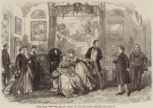 Scène uit Nieuwe Mannen en Oude Akers, in het Haymarket Theatre door David Henry Friston