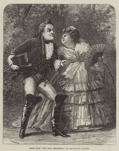 Scène uit The Poor Gentleman, in het Strand Theatre door David Henry Friston