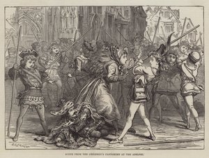 Scène uit de kinderpantomime in het Adelphi door David Henry Friston