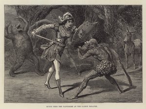 Scène uit de pantomime in het Gaiety Theatre door David Henry Friston
