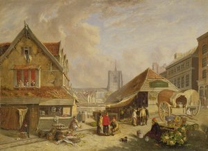 De oude vismarkt, Norwich, 1825